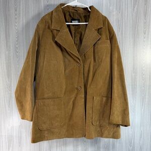 Via Accenti Vintage Women’s Tan Leather Suede Jacket Coat Blazer Size B0 Classic